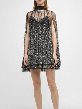 Alice + Olivia ZENON SEQUIN CAPE MINI DRESS - Brand New With Tags, Never Worn